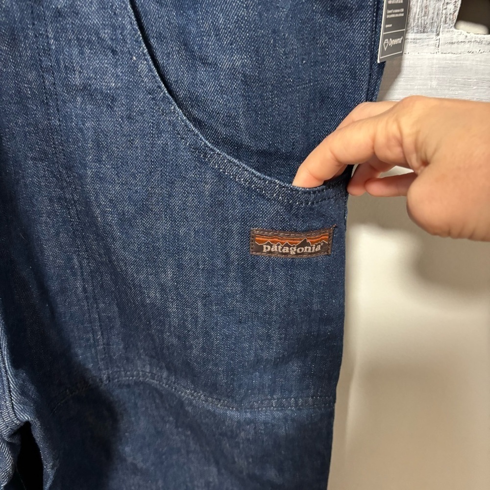 NEW Patagonia Dark Blue Steel Forge Denim Straight Leg Bib Overalls - Picture 11 of 15